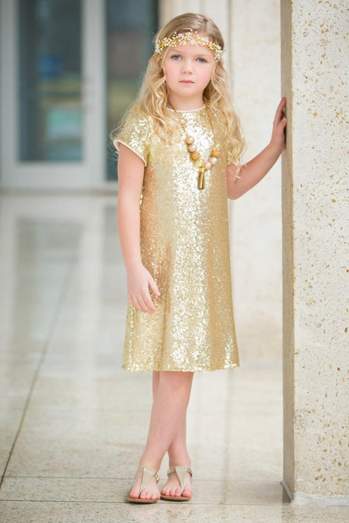 Short Sleeve Sparkle A-Line Dress for Holidays & birthday party by Bella Princess 288