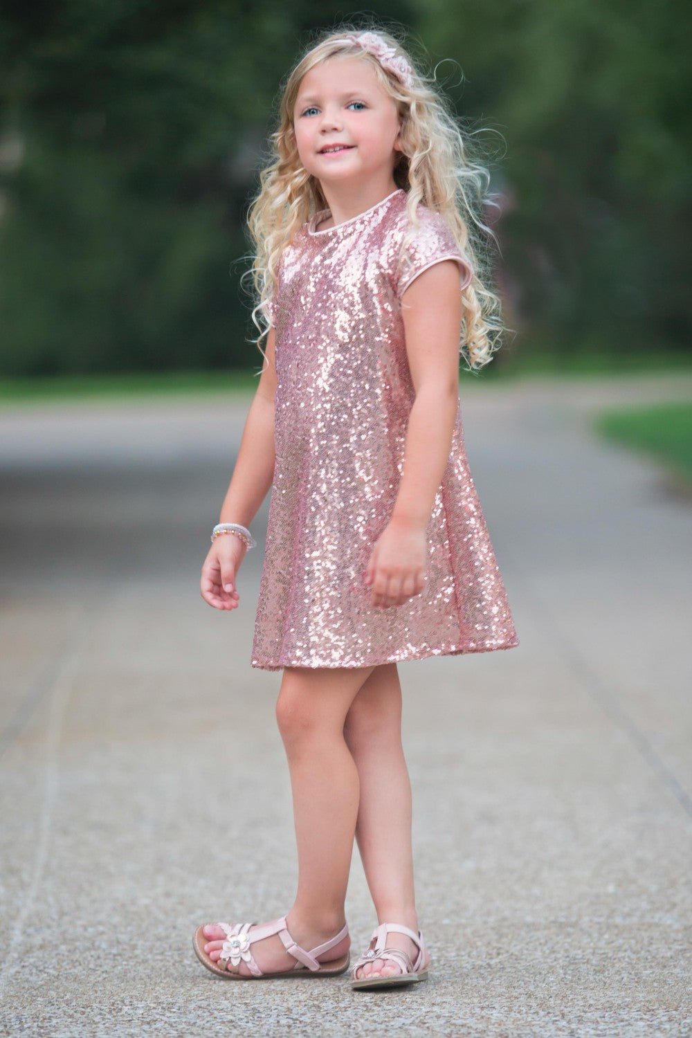 Short Sleeve Sparkle A-Line Dress for Holidays & birthday party by Bella Princess 288
