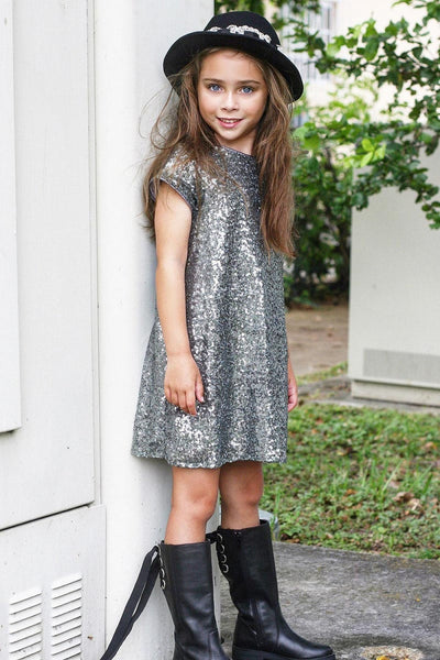 Short Sleeve Sparkle A-Line Dress for Holidays & birthday party by Bella Princess 288