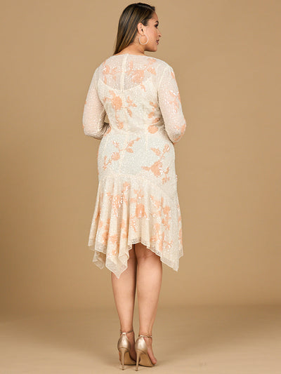 Beaded Midi Dress with Asymmetrical Hem