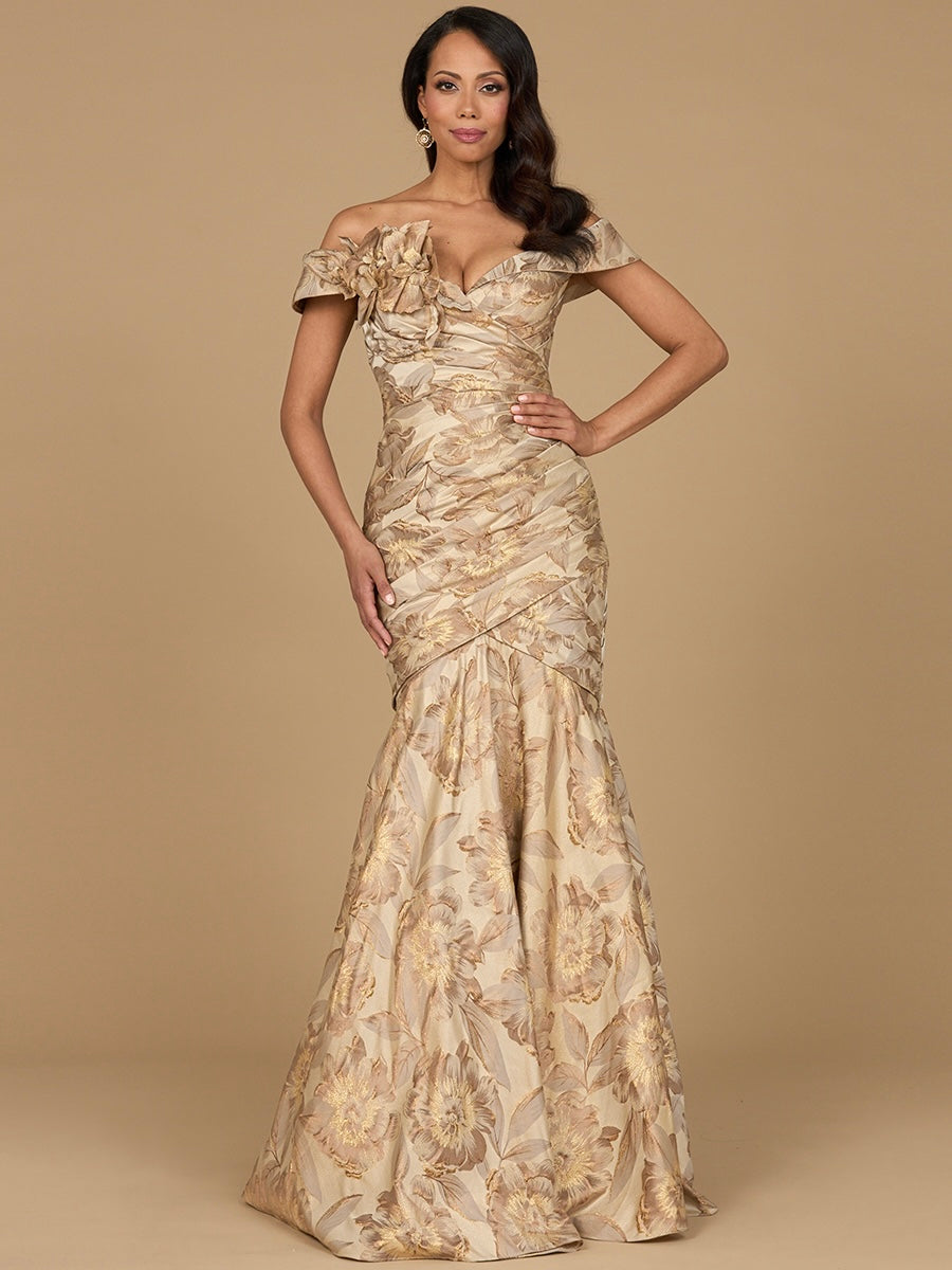 brocade evening dresses Lara 28920 Print Mother of Groom Dress Brocade Mermaid Evening Gown