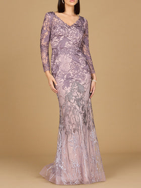 Long Sleeve V-Neck Mermaid Gown