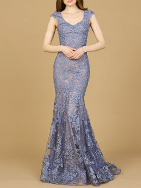 Sleeveless Mermaid Lace Embroidered Gown