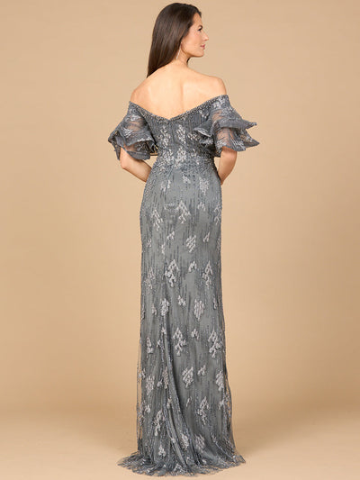 Off Shoulder Mermaid Gown with Tiered Sleeves