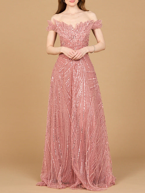Off Shoulder Beaded Ballgown