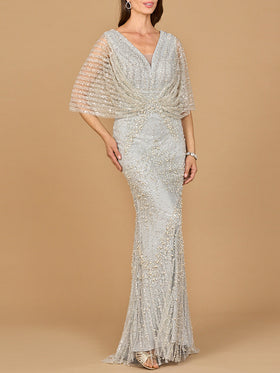 Cape Sleeve Mermaid Gown