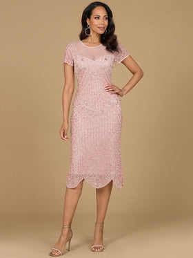 Beaded Midi Dress with Cap Sleeves