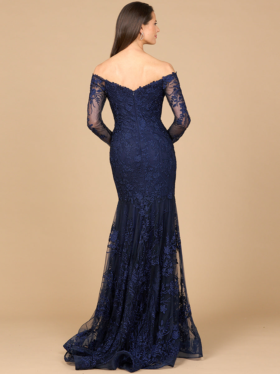 Off Shoulder Long Sleeve Mermaid Gown