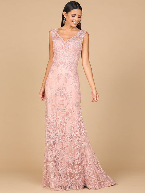 Overskirt Lace Fitted V-Neck Gown