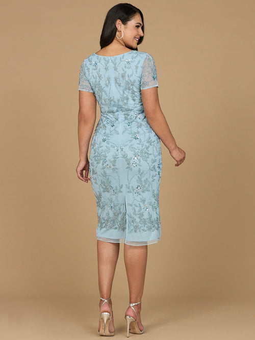 Beaded Midi Dress with Cap Sleeves