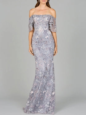 Elegant Off Shoulder Embellished Gown