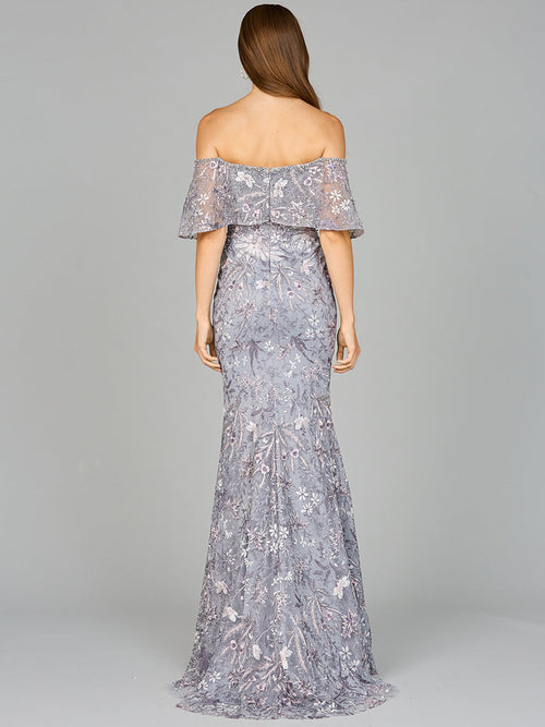 Elegant Off Shoulder Embellished Gown