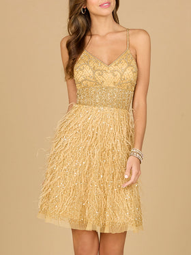 Beaded, Feather Cocktail Short