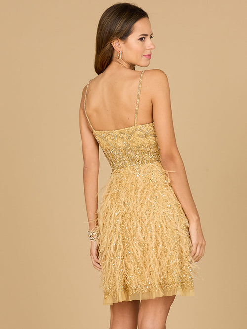 Beaded, Feather Cocktail Short