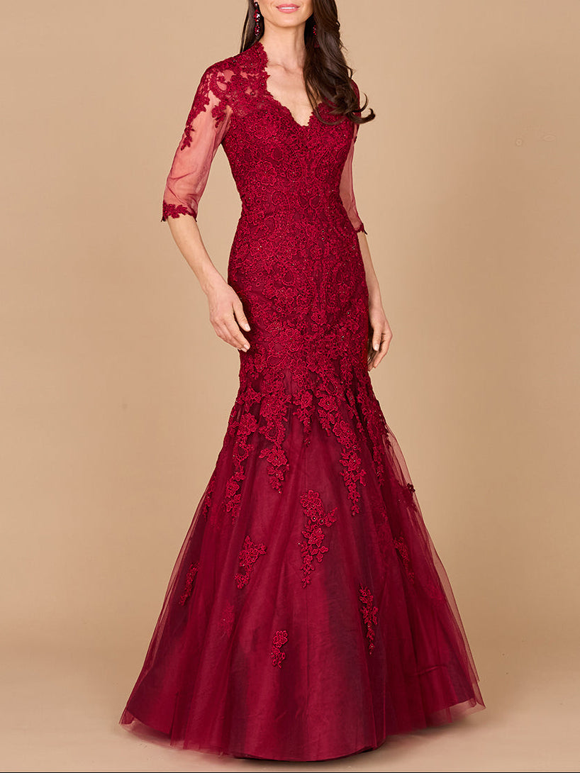 Lara 29019 Long Sleeve Mermaid Lace Mother of Groom Gown
