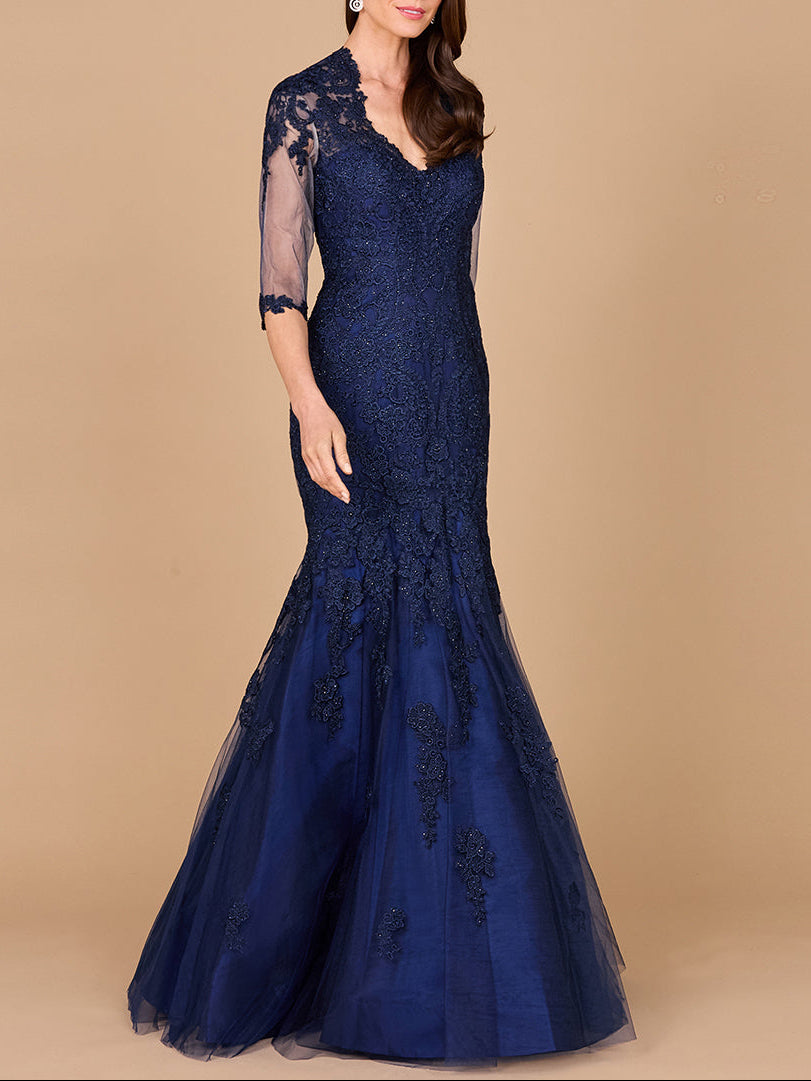 Lara 29019 Long Sleeve Mermaid Lace Mother of Groom Gown