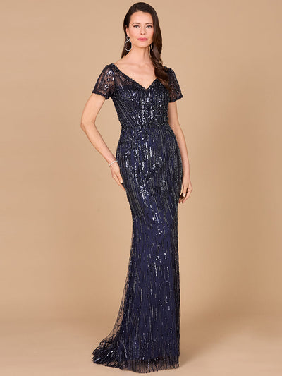 Lara 29072 Short Sleeve Beaded Mermaid Mother of the Bride Dress