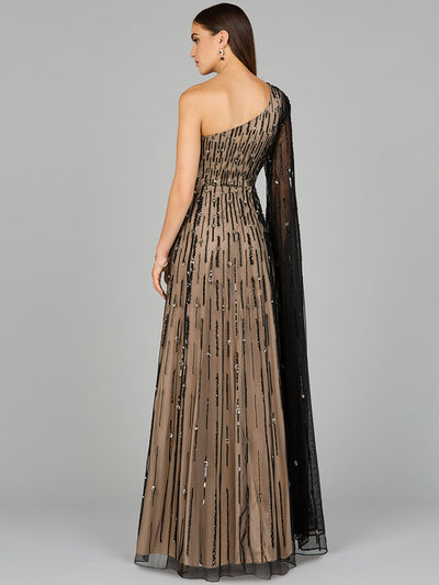 One Shoulder A-Line Gown