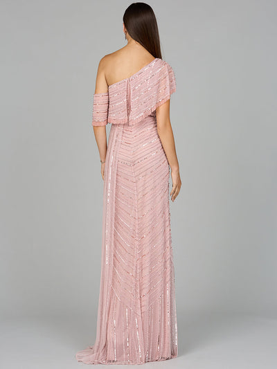 Off Shoulder Sheath Beaded Gown