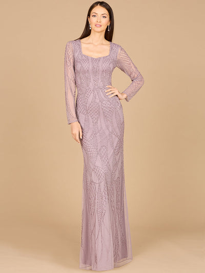 V Neck Beaded Long Sleeve Dress
