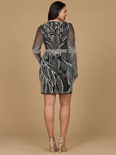 Lara 29100 Long Sleeve V-Neck Cocktail Prom Dress and Plus Size