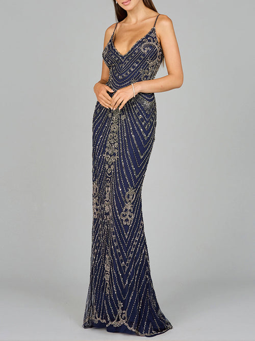 Spaghetti Strap Beaded Dress