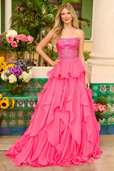 Ava Presley 29133  A-Line Strapless Corset Ruffled Dress