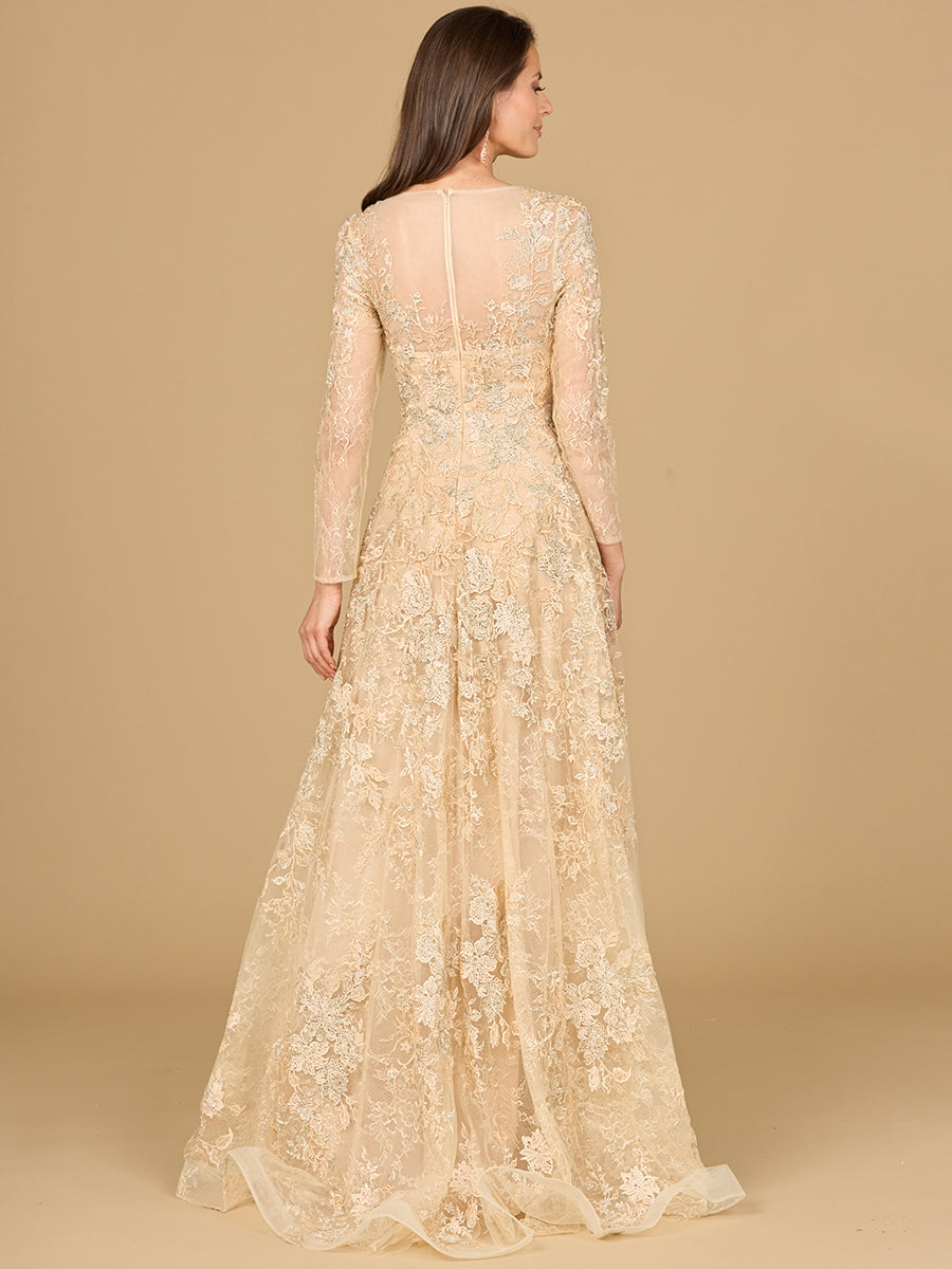 Lace Ballgown with Long Sleeves