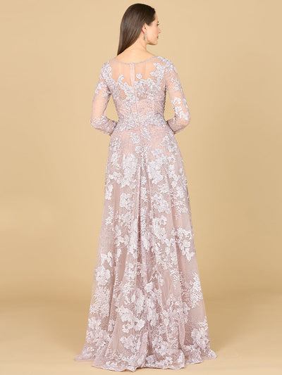 Long Sleeve, Illusion Neck Gown