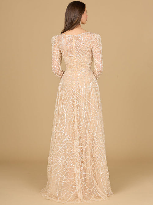 Long Sleeve V-Neck Ballgown