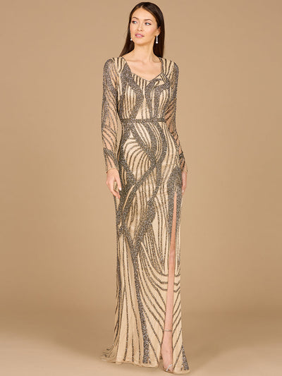 Cascading Beads Long Sleeve Dress