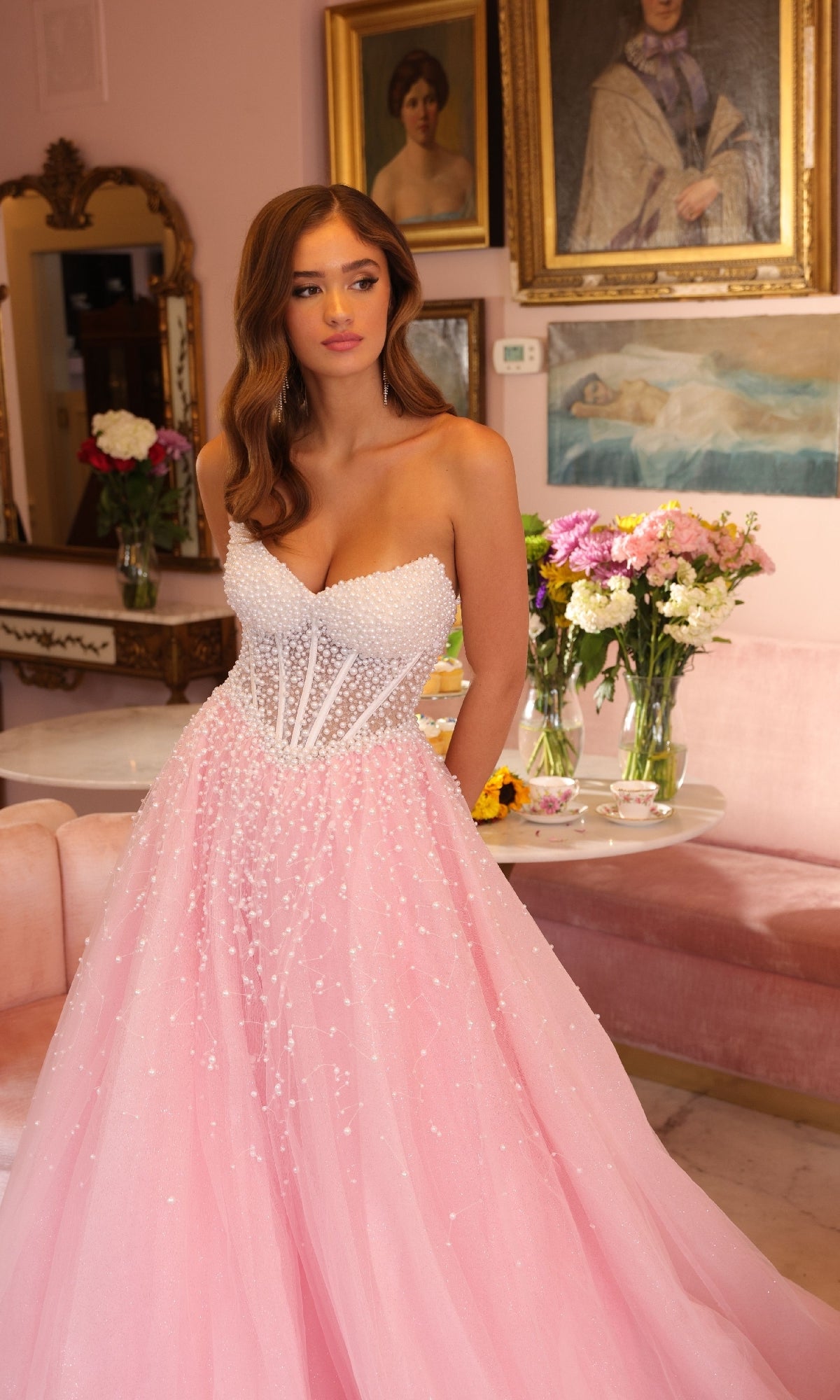 Ava Presley 29226 Strapless Corset Elegant Chic Statement Tulle Dress