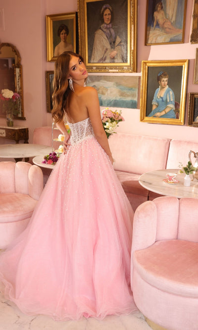 Ava Presley 29226 Strapless Corset Elegant Chic Statement Tulle Dress