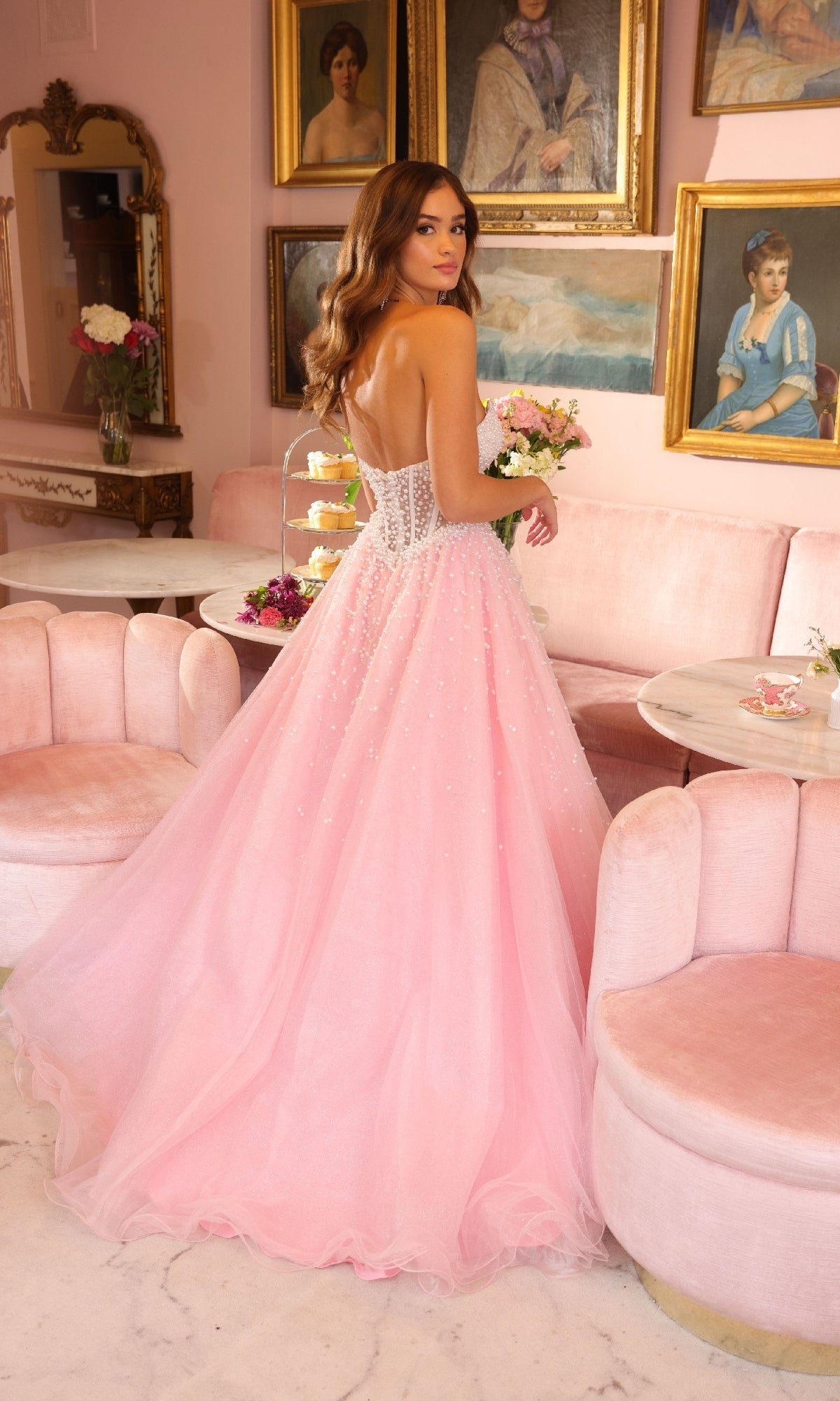 Ava Presley 29226 Strapless Corset Elegant Chic Statement Tulle Dress