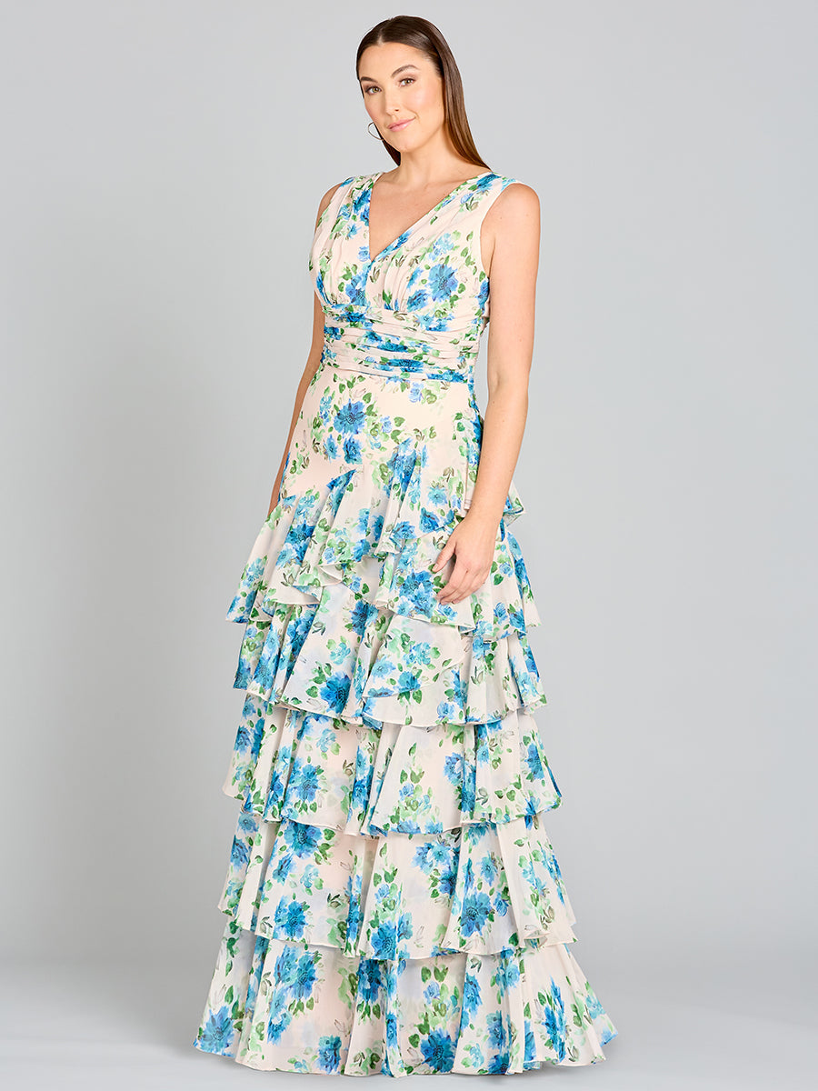Lara 29249 Ruffle Skirt Print Wedding Guest Dress