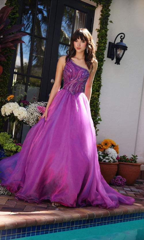 Ava Presley 29258 One-Shoulder Beaded Prom Formal Dress