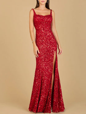 Sweetheart Neckline, Beaded Gown with Slit