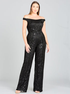 Lara 29323 Beaded Off the Shoulder Jumpsuit