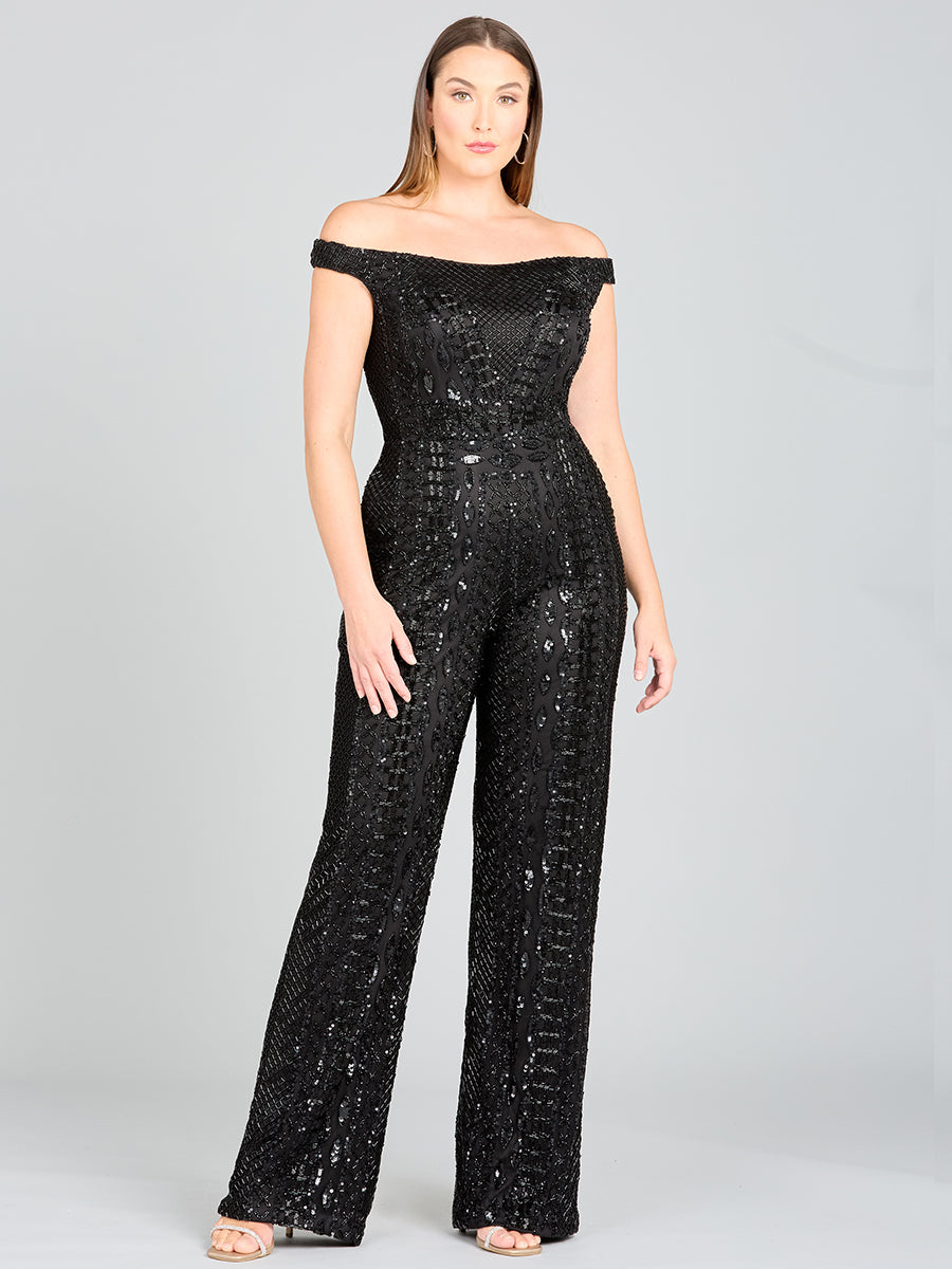 Lara 29323 Beaded Off the Shoulder Jumpsuit