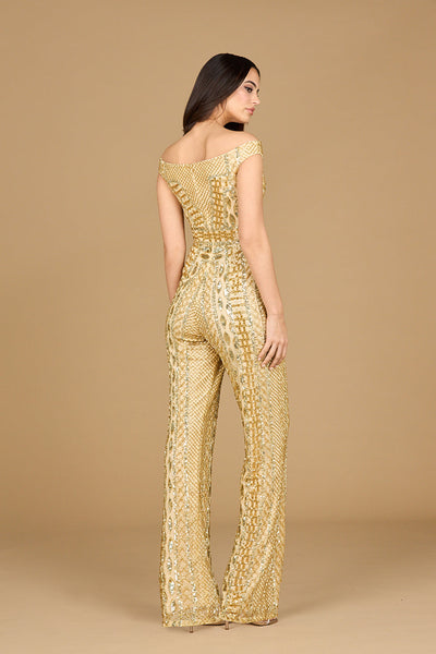 Lara 29323 Beaded Off the Shoulder Jumpsuit