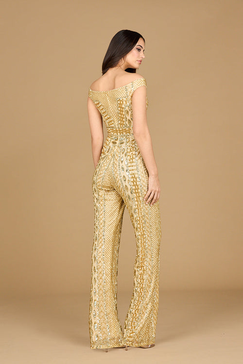 Lara 29323 Beaded Off the Shoulder Jumpsuit