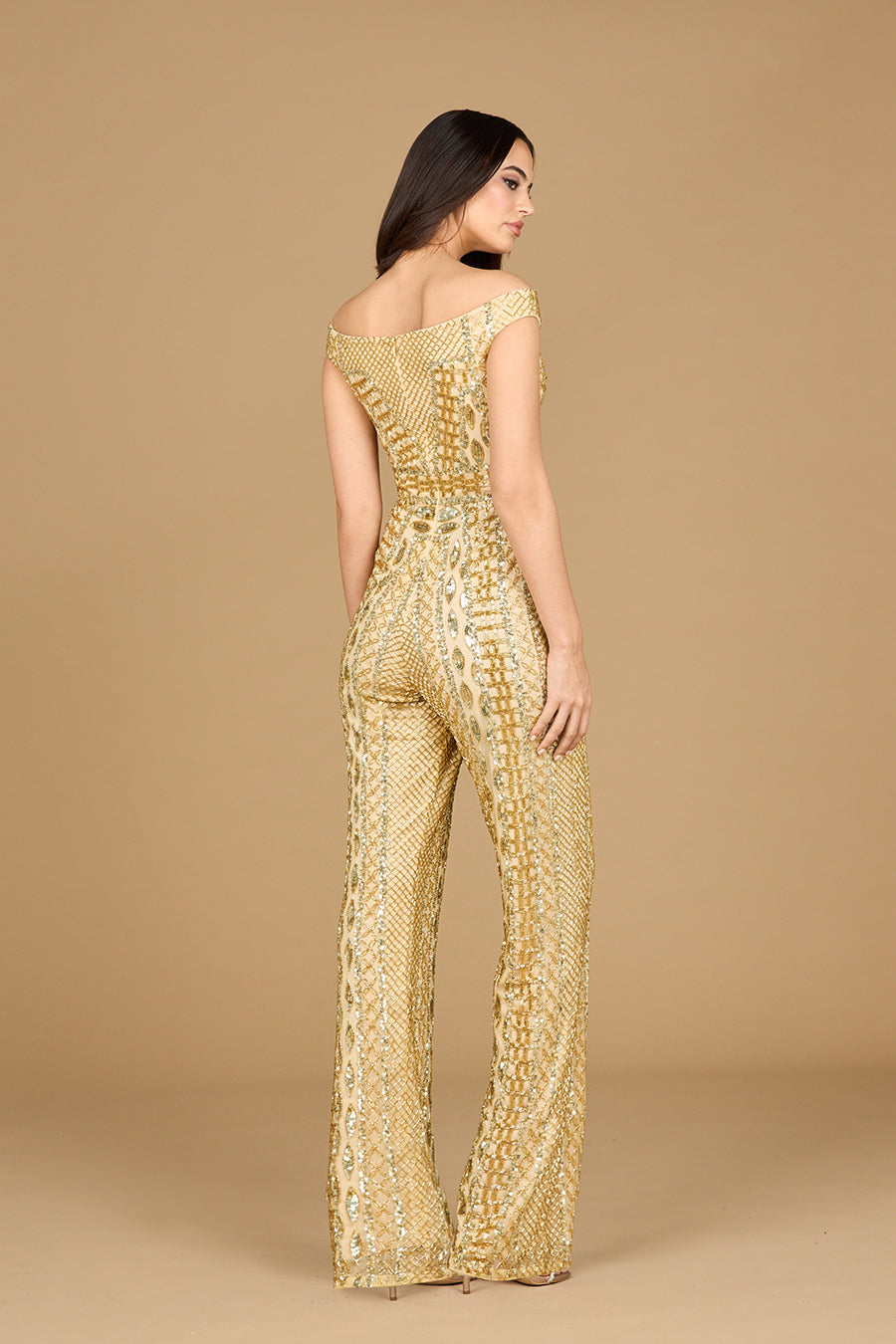 Lara 29323 Beaded Off the Shoulder Jumpsuit