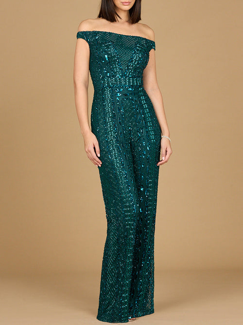 Lara 29323 Beaded Off the Shoulder Jumpsuit