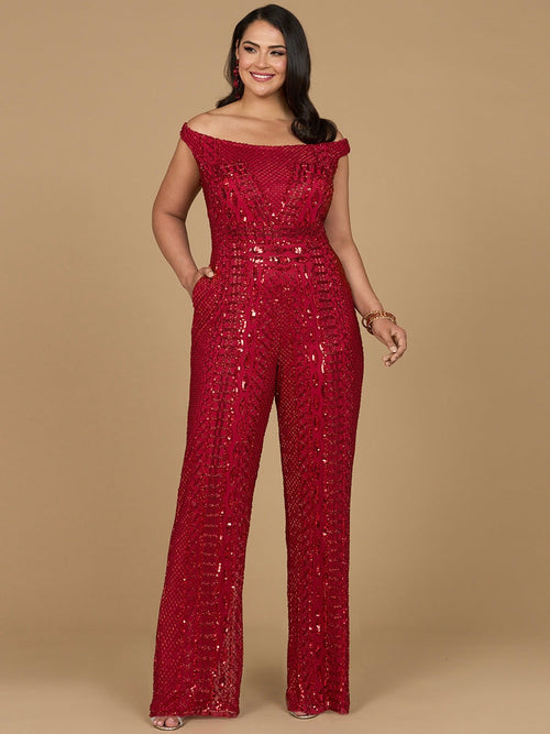 Lara 29323 Beaded Off the Shoulder Jumpsuit