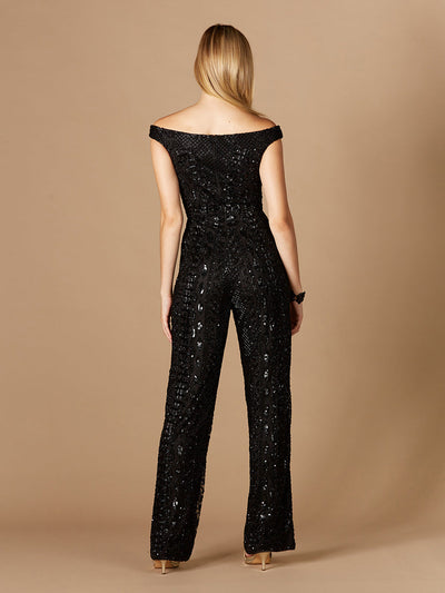 Lara 29323 Beaded Off the Shoulder Jumpsuit