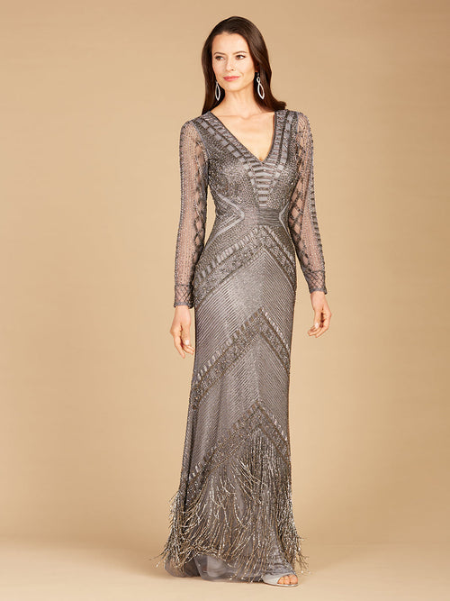 Long Sleeve Fringe Dress
