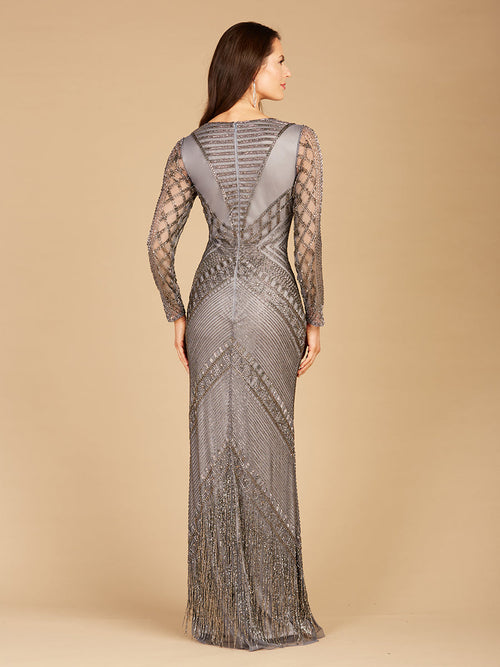 Long Sleeve Fringe Dress