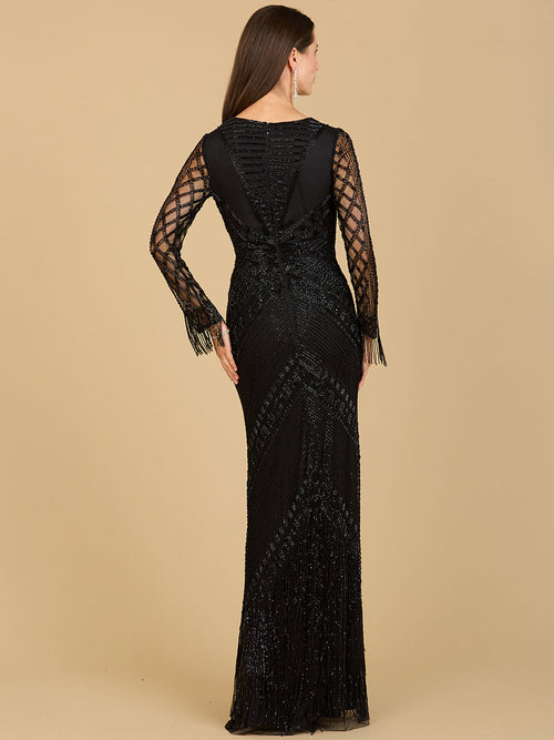 Long Sleeve Fringe Dress