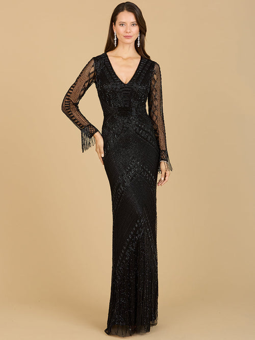 Long Sleeve Fringe Dress