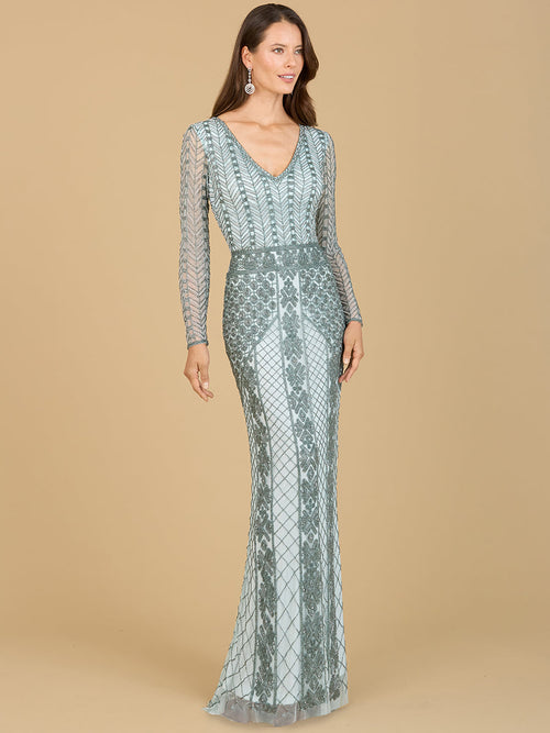 Long Sleeve Beaded Dress
